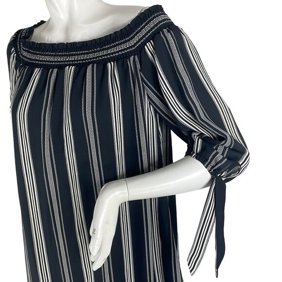Luxology Black and Cream Striped Off or Over The Shoulder A-Line Size M - Picture 3 of 8